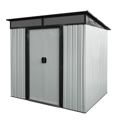 Spacious 6Ft X 5Ft Outdoor Shed With Transparent Plate & Weather- Feature - Ideal For Garden, Lawn Storage 6 Metal Lockable Doors -Protection Layer For Long-Term Use