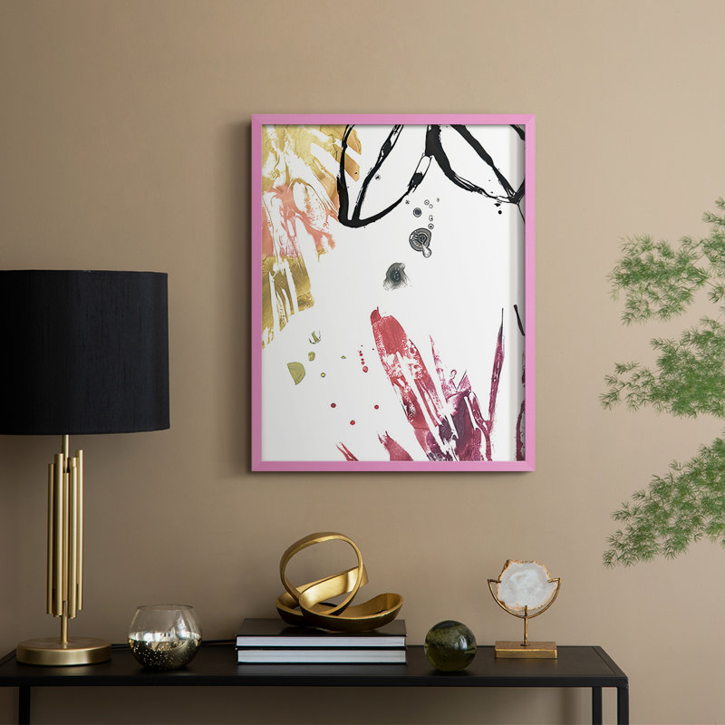 No Deckle Tropical Moderne IV, reproduction encadrée - bois massif, Rose, H 11 po x l 9 po
