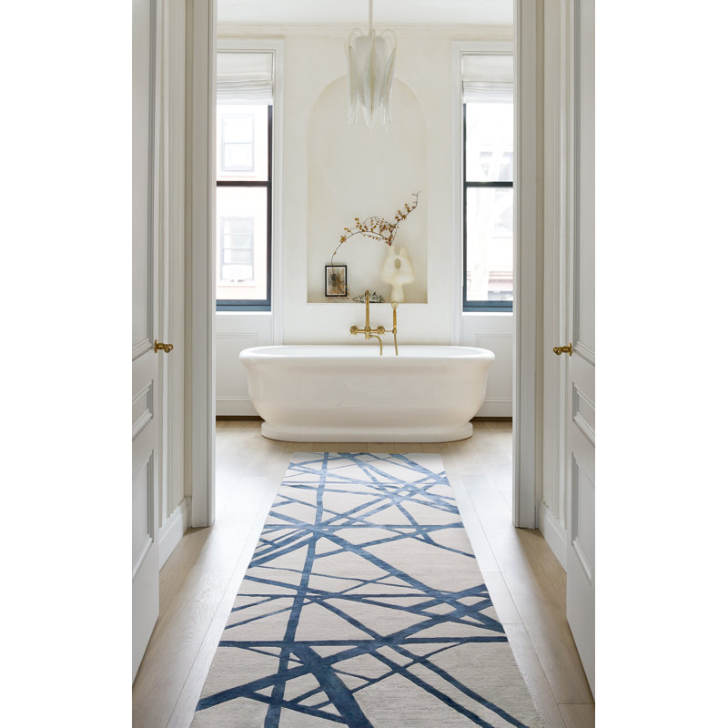 Kelly Wearstler Channels Indigo Runner Area Rug, Runner 2'9" x 12'