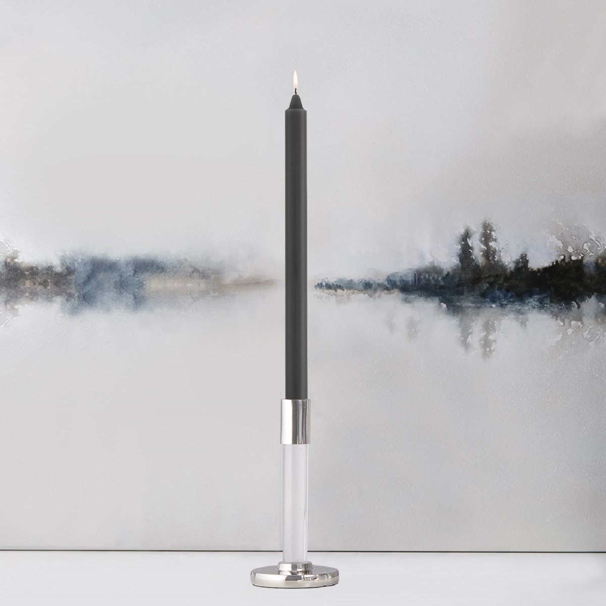 Root Candles Unscented Taper Candle, 12" H x 0.88" W x 0.88" D, Stone