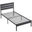Structure de lit simple en métal avec tête et pied de lit en bois Alicia, lit plateforme rustique industriel avec support en acier robuste, aucun sommier requis, rangement sous le lit, sommier anti-bruit, noir-1800070355-1830588106