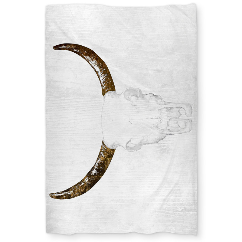 Bull Skull with Brown Horns - Rustic Animals Duvet Cover