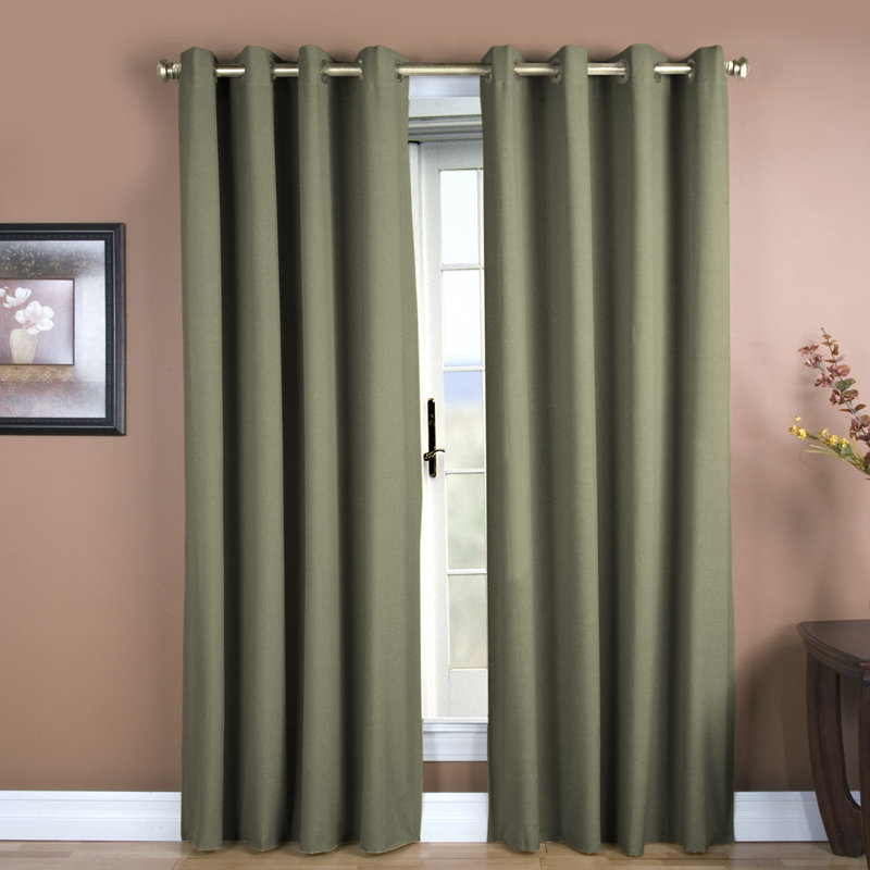 Lakeland Classic Solid Semi-Sheer Grommet Single Curtain Panel in Bold Colors & Sizes, Spanish Moss, 56" W x 96" L