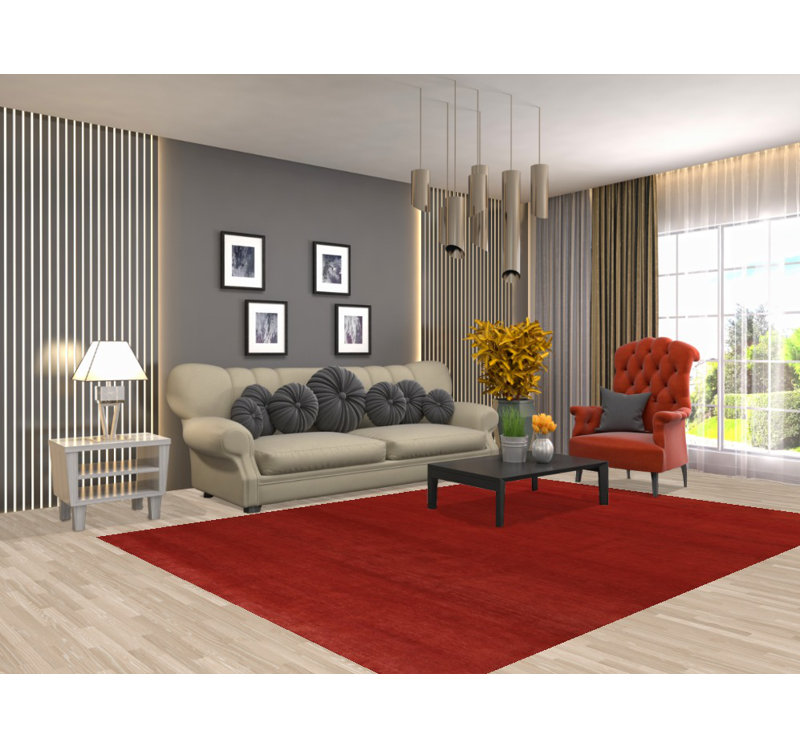 Tapis rouge moderne Gabbeh 7 x 9