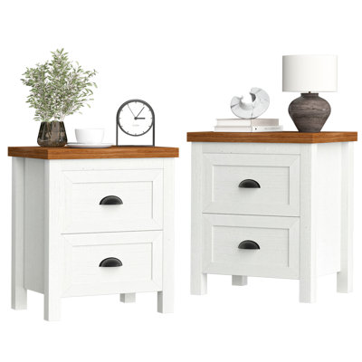 Ensemble de 2 tables de chevet de 3,6 po avec 2 tiroirs, table d'appoint noire pour le salon et la chambre à coucher (ensemble de 2)