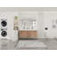Meuble-lavabo autoportant de 152 cm (60 po) avec double lavabo en résine blanche, 2 portes d'armoire à fermeture amortie et 3 tiroirs. Dimensions : 150 cm (59,06 po) L x 50 cm (19,69 po) l x 89 cm (35,06 po) H. Meuble-lavabo en contreplaqué imitation chêne.