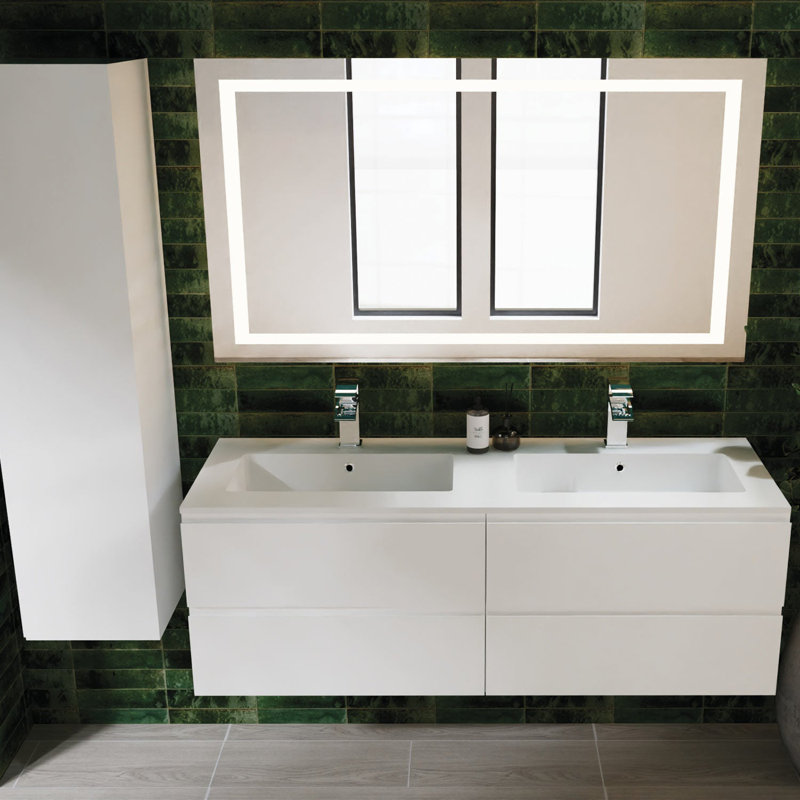 Meuble-lavabo avec lavabo Toscana DAX Pasadena, 55 po, blanc mat, Blanc mat