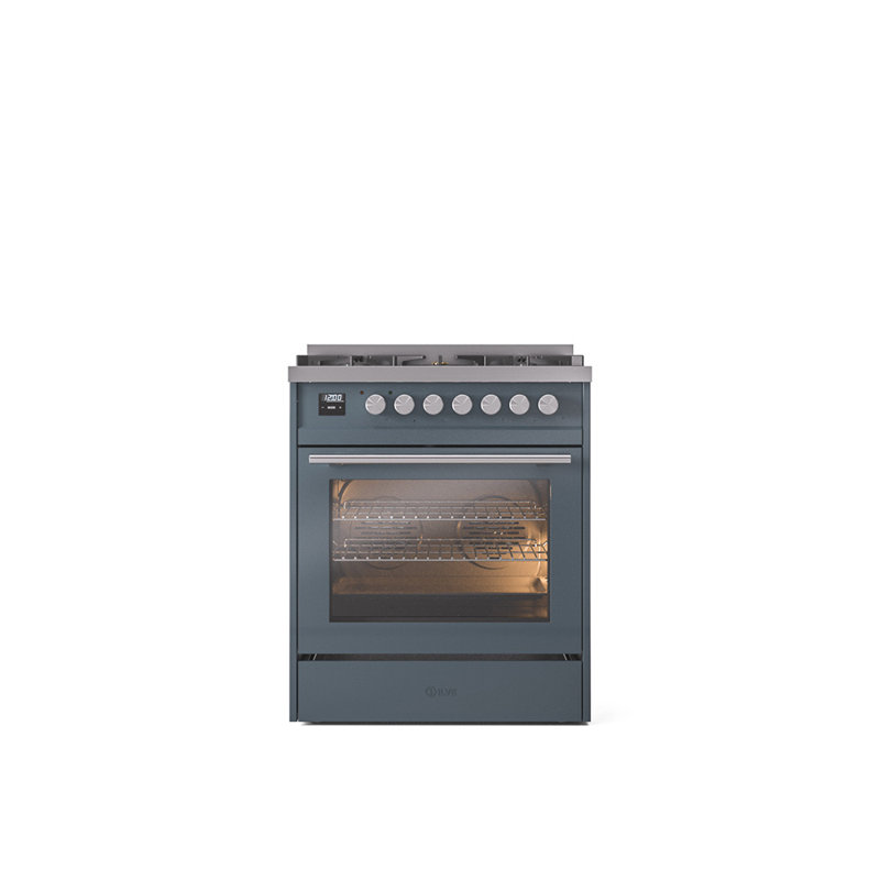 ILVE Professional Plus II 30 in Dual Fuel Range, Blue Gray/Stainless Steel, Natural Gas