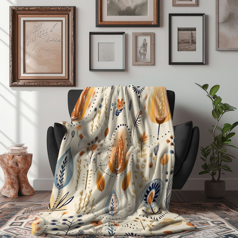Ornementale chic - couverture en sherpa de qualité supérieure 1 pièce, Grand lit