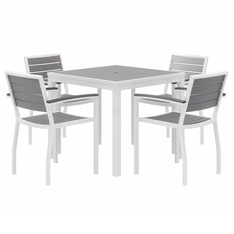 Table carrée en acrylique / plastique L 35 po Eveleen, Gris / blanc