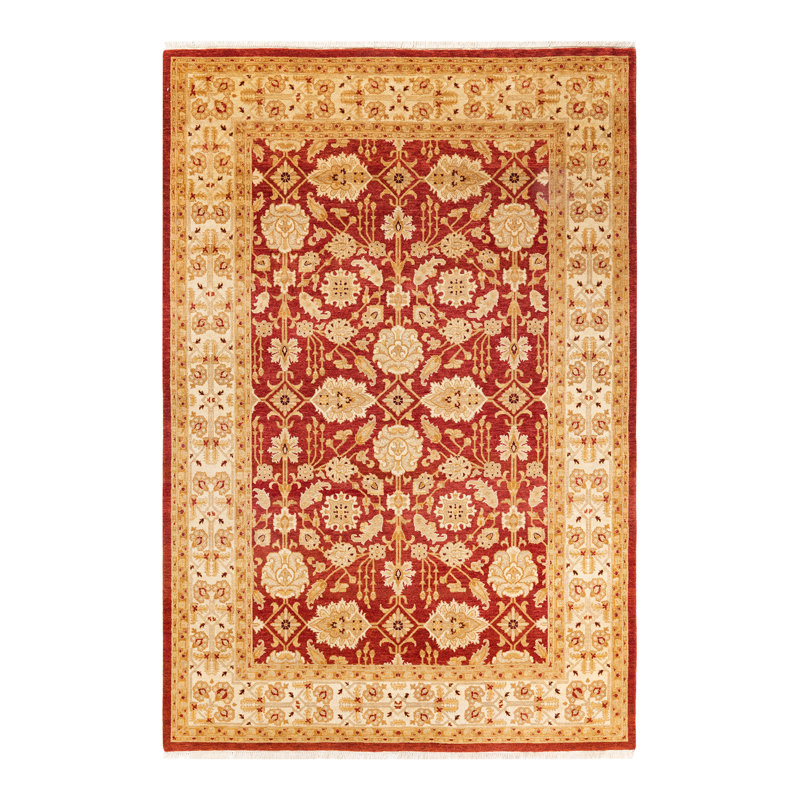 Tapis orange en laine 6 pi 1 po x 8 pi 10 po Giovanetta