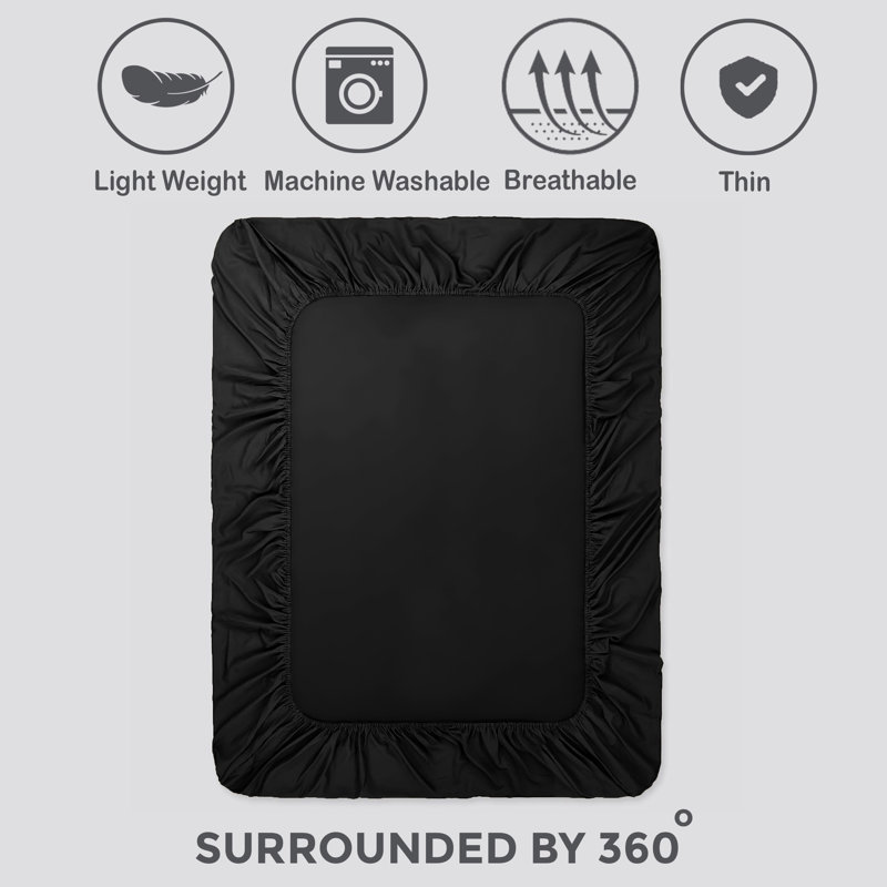 Javiyon Flannel Brushed Fitted Sheet, Single, Black