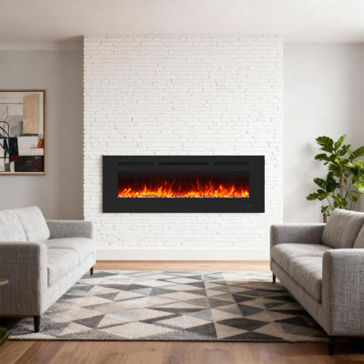 Foyer électrique encastré ou mural de 50 po avec écran tactile, flamme 3D 13 couleurs, minuterie, 750 W / 1500 W, protection contre la surchauffe, télécommande