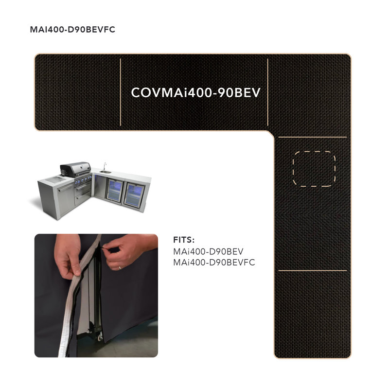 Durable Weather Resistant Cover For 400 Island With 90 Degree Corner And Beverage Center