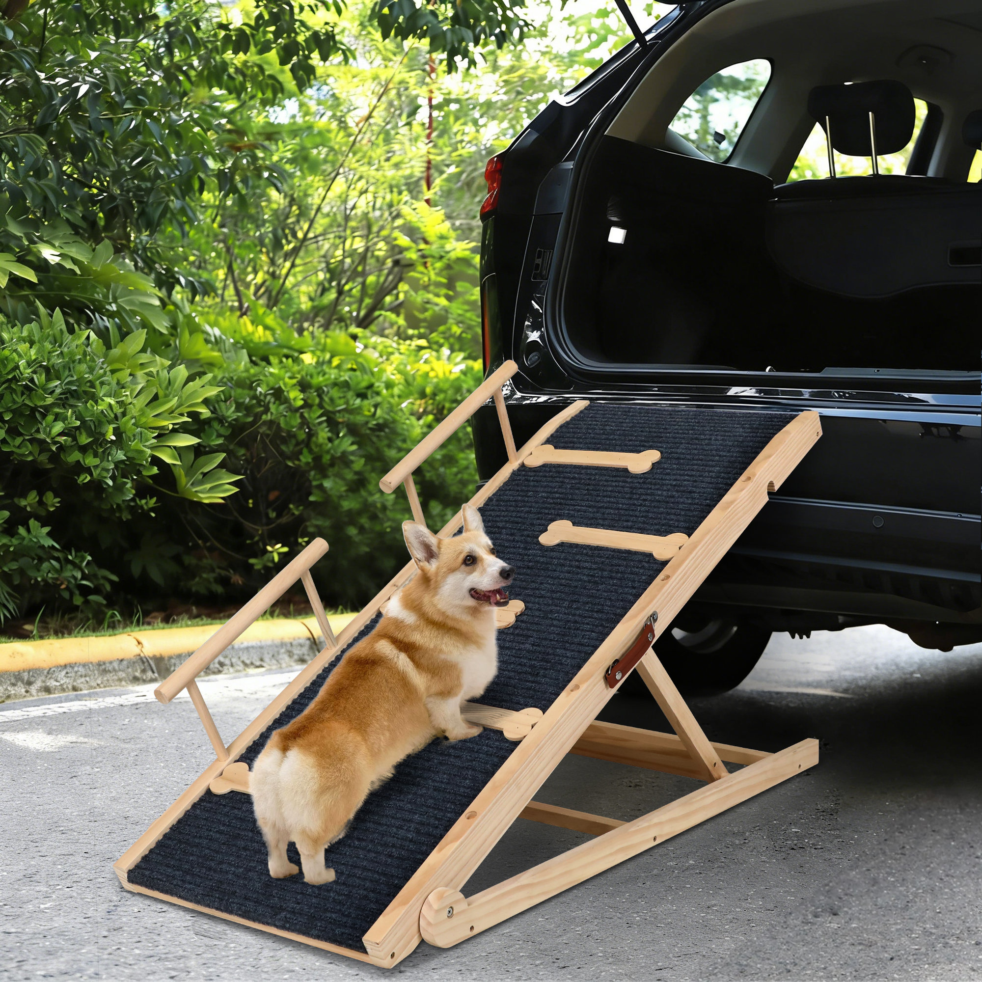 Tucker Murphy Pet™ Adjustable And Folding Wooden Dog Ramp With Side ...