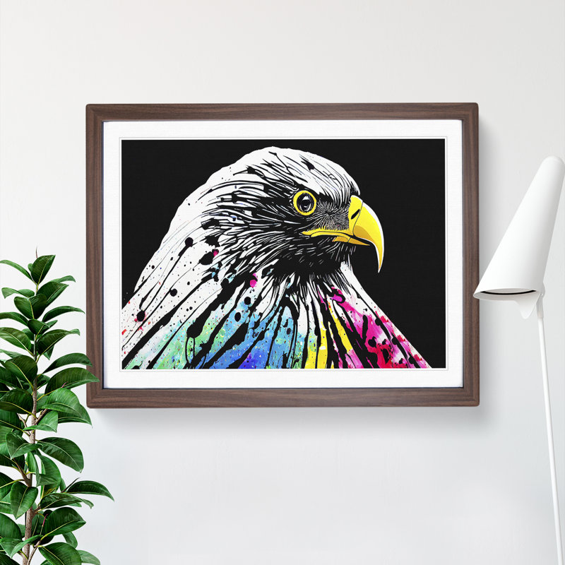 Eagle Bird Splash Vol.3 Abstract - Single Picture Frame Print, 46cm H x 64cm W x 2cm D, Walnut Framed