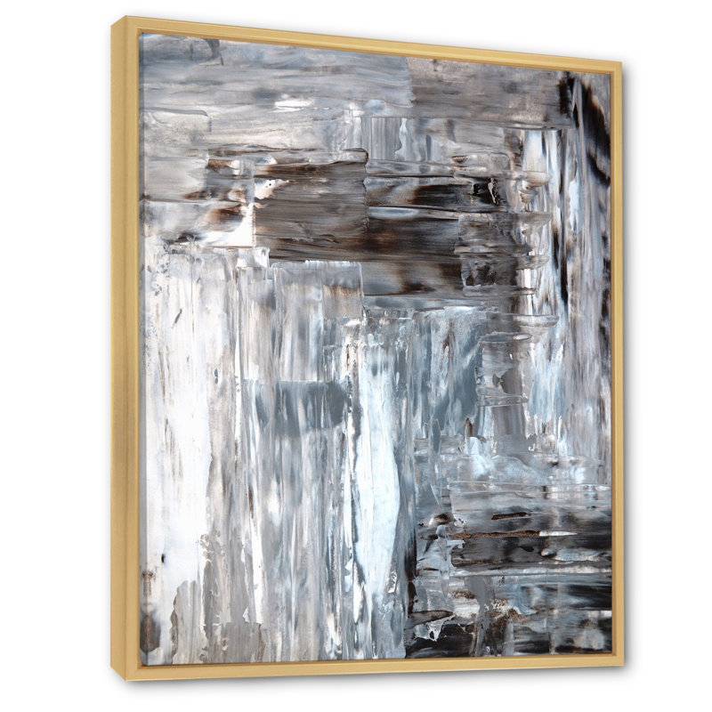 Art moderne gris et bleu II 2FL47797, H 32 po x l 16 po x P 1 po, Encadré naturel