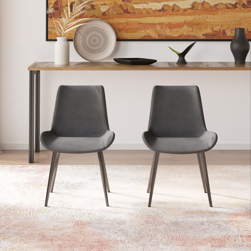 Lini 17.3'' H Faux Leather Upholstered Side Chair, Gray