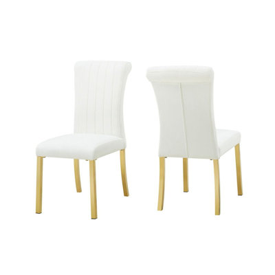 Ensemble de 2 chaises d'appoint en tissu blanc Betica avec cadre doré