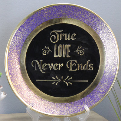 Plaque décorative murale en laiton « true love never ends » Akash