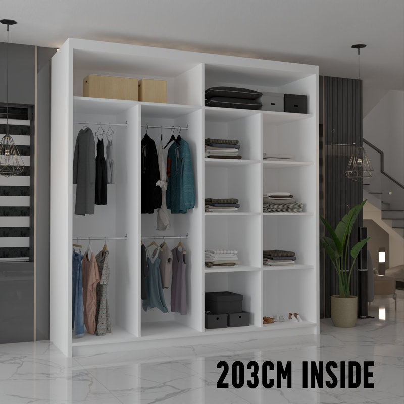 Nyhagen 2 Door Wardrobe, 217cm H x 203cm W x 62cm D, Matt Finish