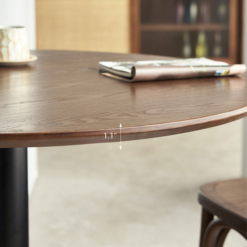 Walnut Round Solid Wood Dining table, 29.53"H x 43.31"L x 43.31"W