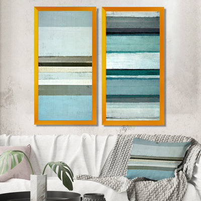 «Blue Meets Gray Modern Art 20688», ensemble de 2 peintures sur toiles
