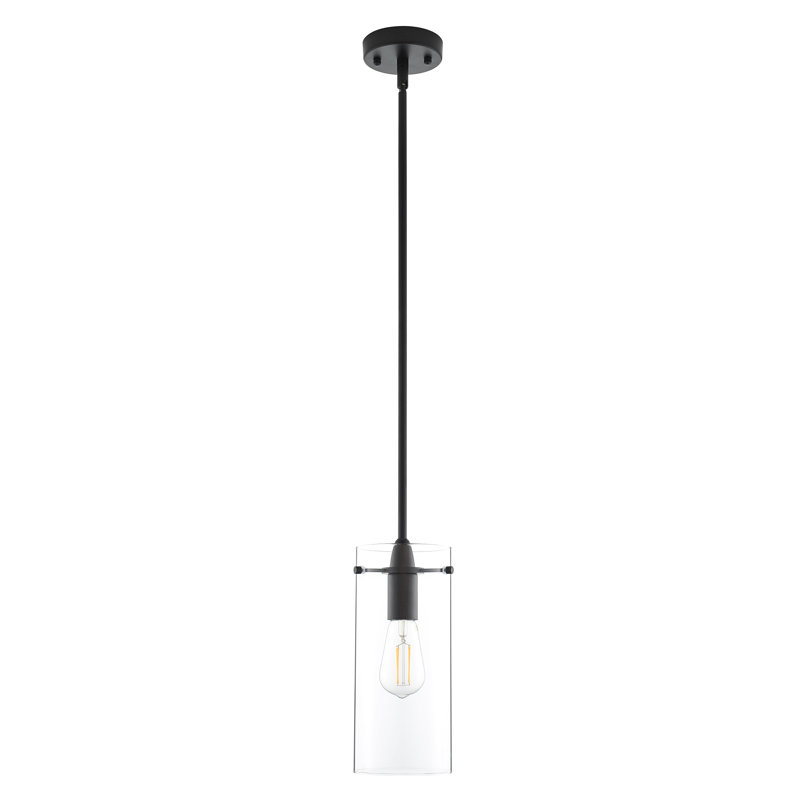 Angelina 1 - Light Single Pendant, Black, Large Shade, Clear