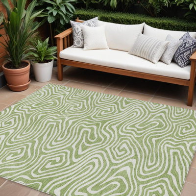 Tapis intérieur lavable abstrait vert artichaut 10 pi x 14 pi HomeRoots
