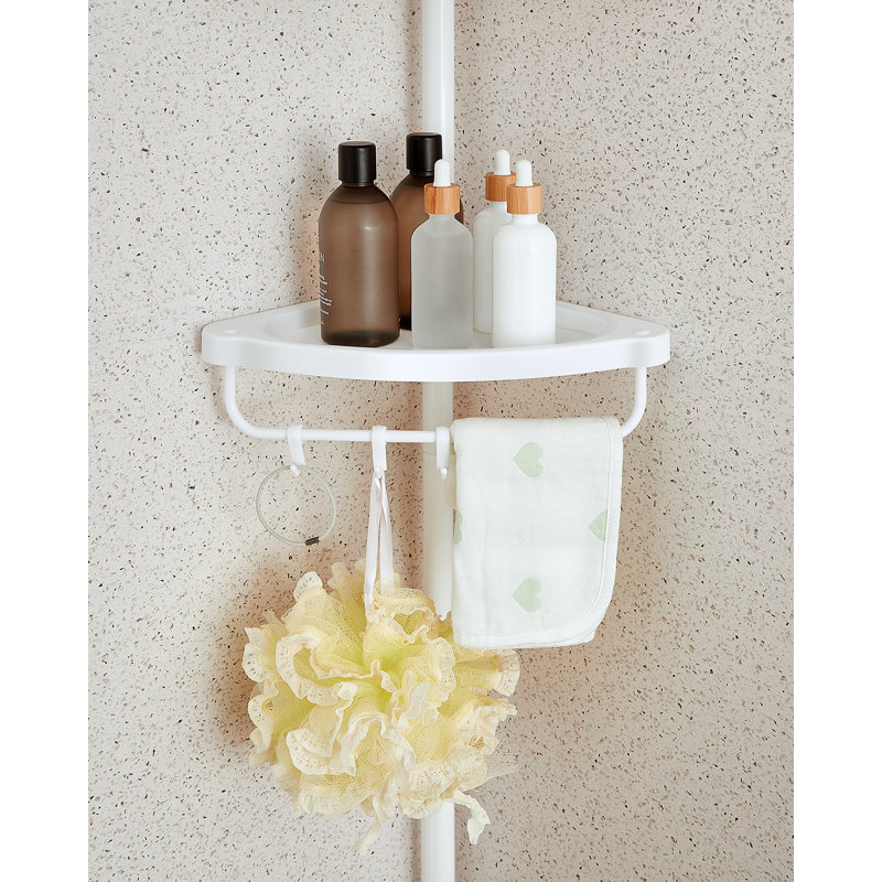 Adjustable 4 Tier Shower Corner Shelf 85 305 cm Bathroom Shower Caddy Organiser, White