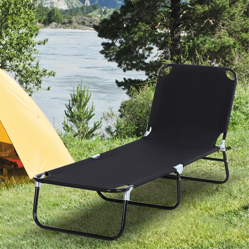 Chaise longue noire pour l'extérieur - réglable et pliable