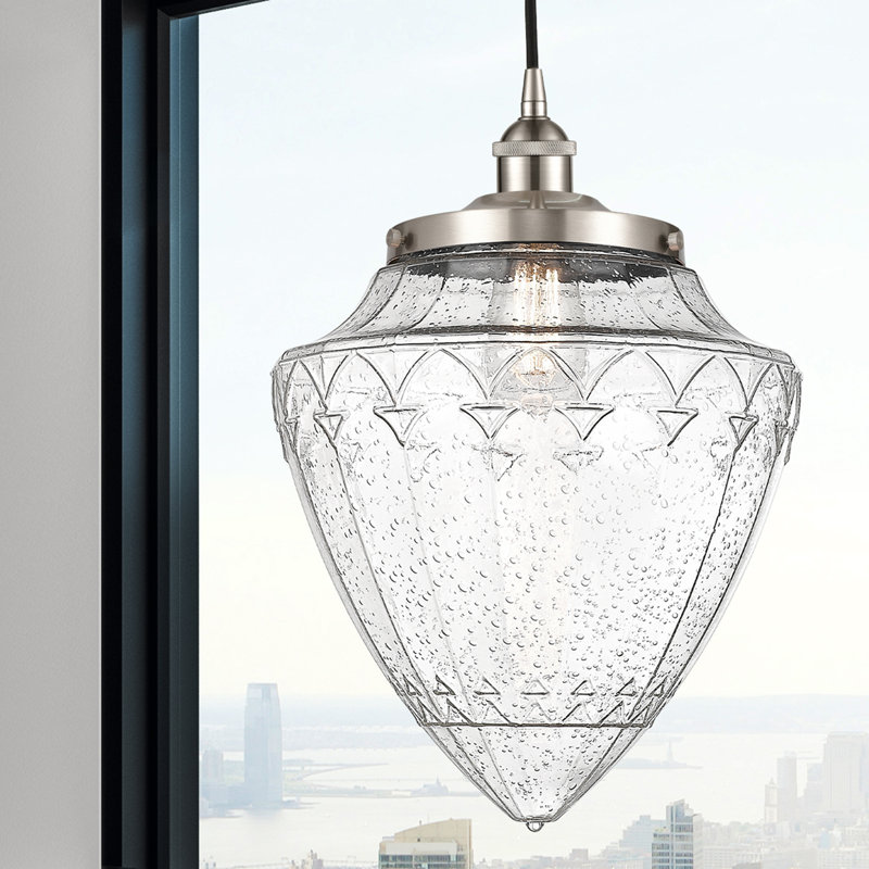 Lanaija 1 - Light Single Pendant, 16.75" H x 12" W x 12" D, Brushed Satin Nickel