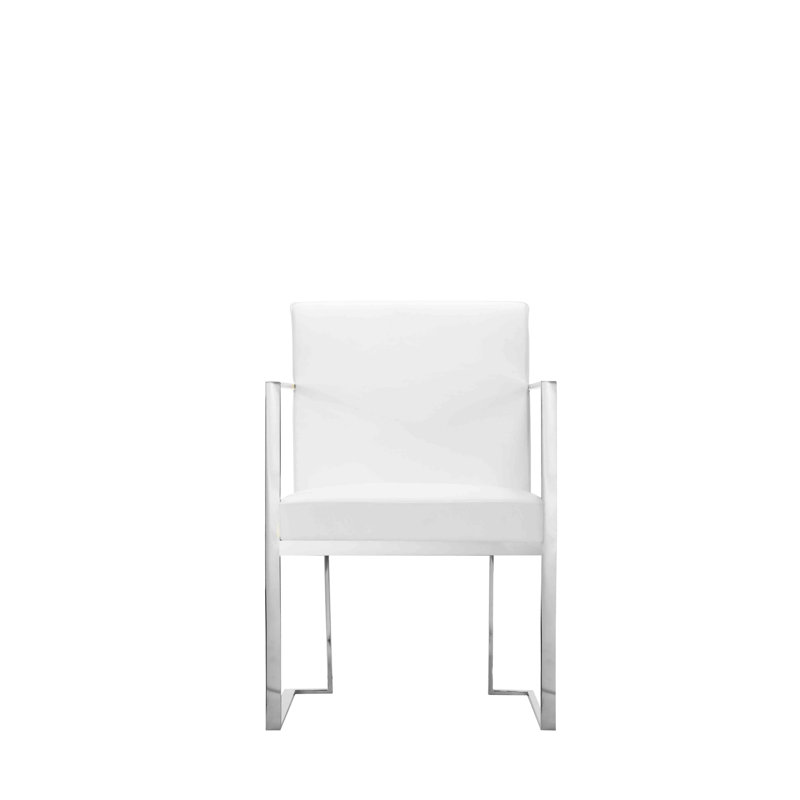 Dexter 18.5'' H Faux Leather Upholstered Armchair, White Faux Leather, White Faux Leather