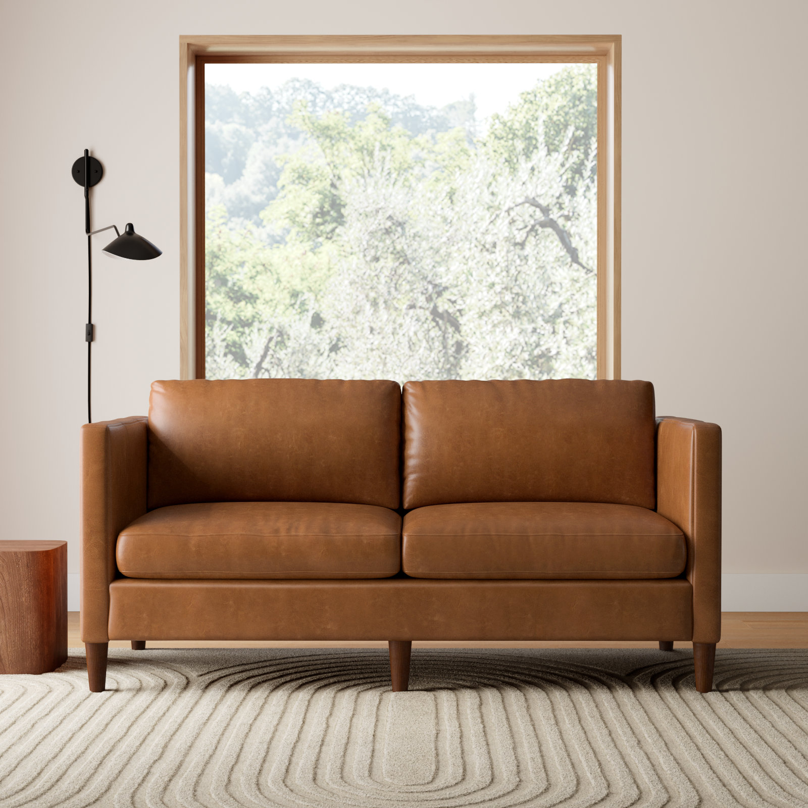 Clifford 73" Genuine Leather Custom Studio Sofa, Bistro Saddle Genuine Leather