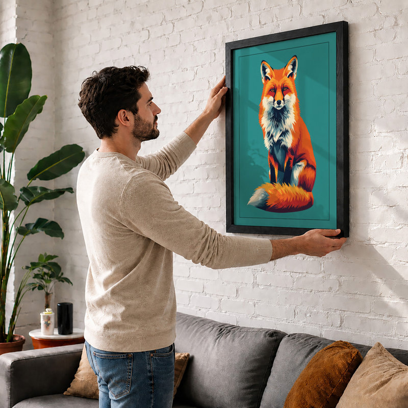Fox Portrait Modern - Framed Print, Walnut, A4 - 29.7 x 21.0 cm