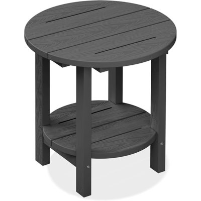 Round Outdoor Side Table Two-Tier Design