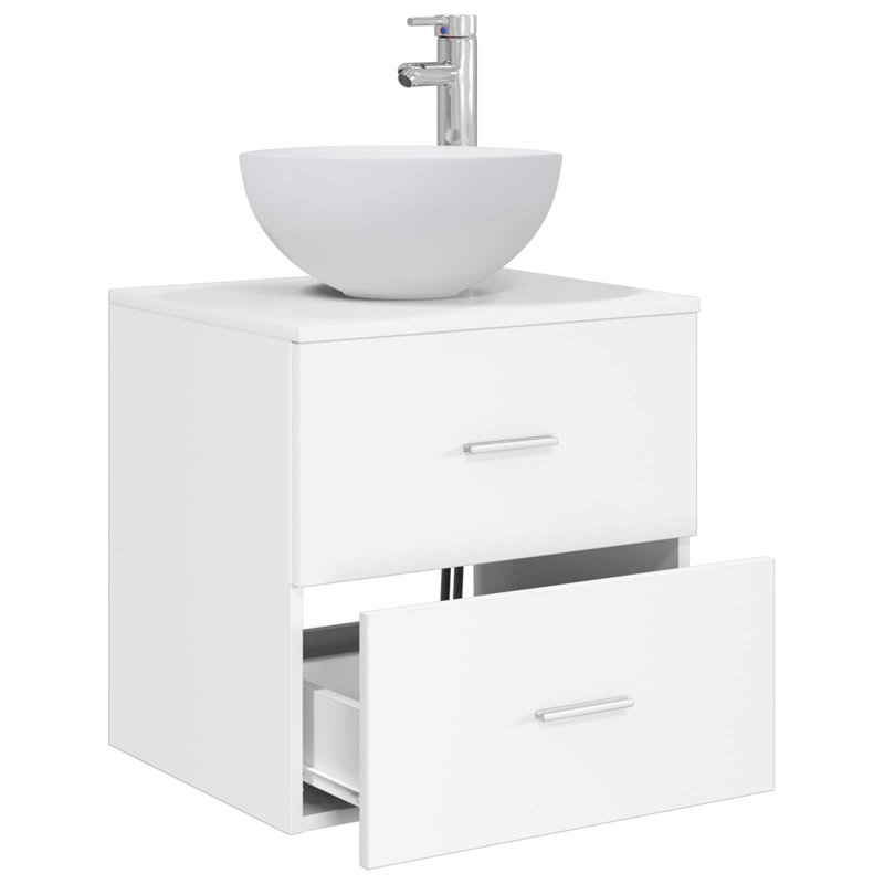 Single Bathroom Vanity with Ceramic Basin, White