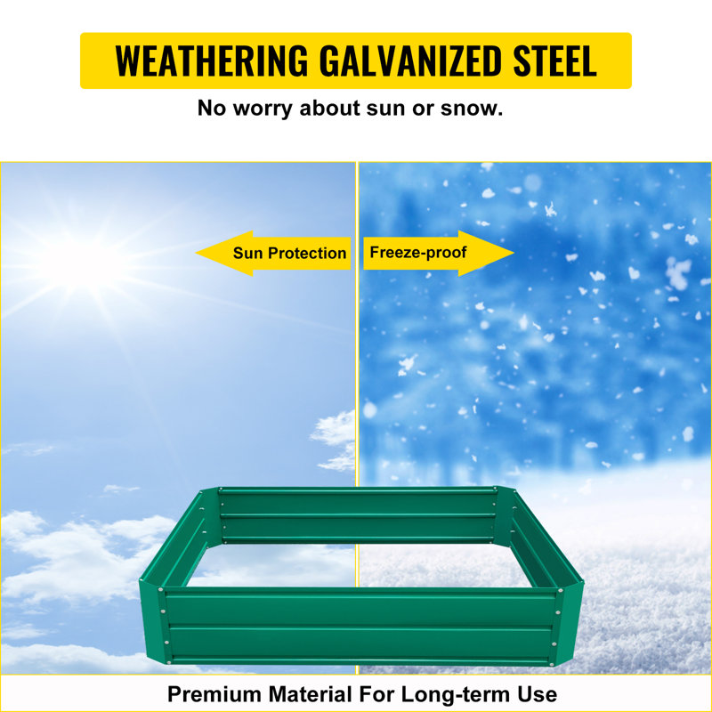 Cartan Metal Raised Garden Bed, Green , 12" H x 48" W x 48" D