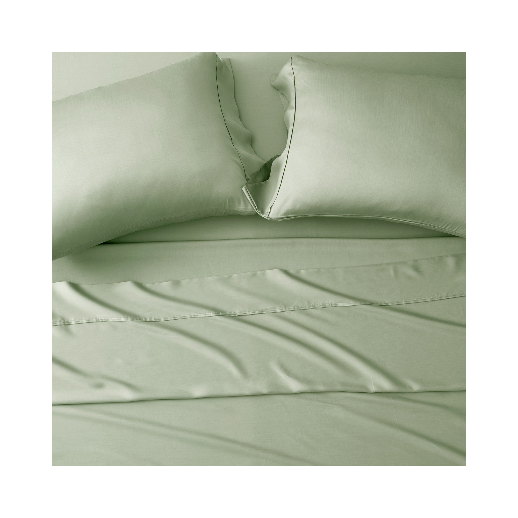 Tencel Sheet Set 4 Pieces, Sage Tea Green, Queen Sheet Set + 1 Fitted Sheet + 2  Pillowcases