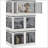 3 Stackable Storage Bins w/ Lids, Wheels, Collapsible, 18 gal