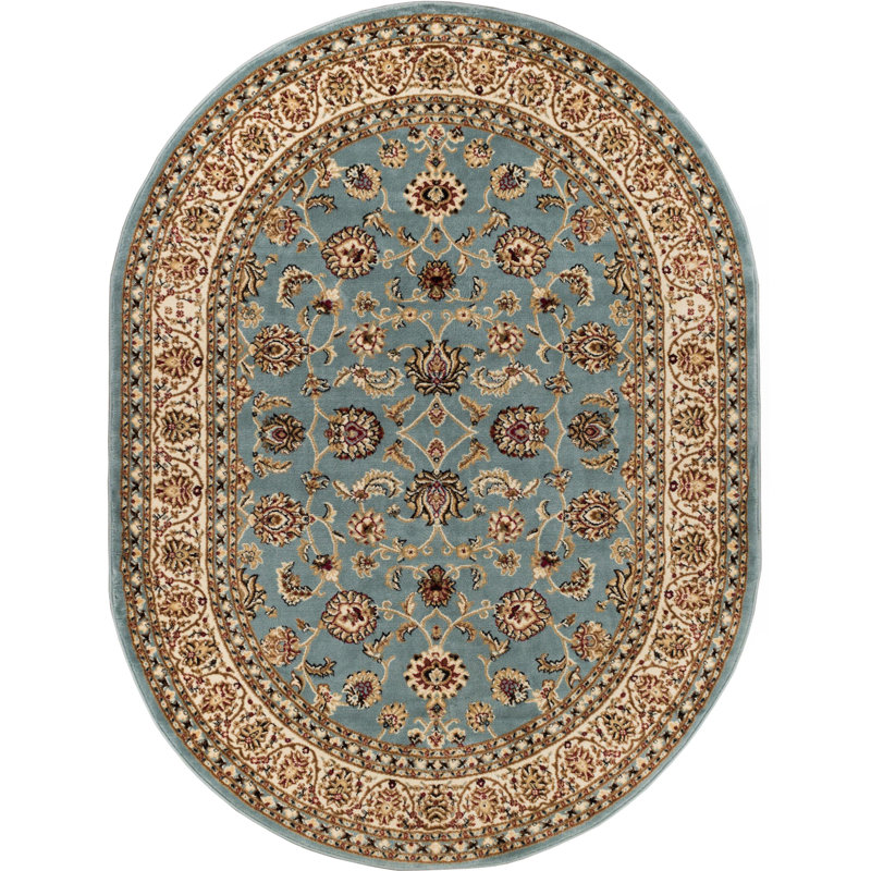Leilla Sarouk Light Blue Traditional Rug, Oval 5'3" x 6'10"