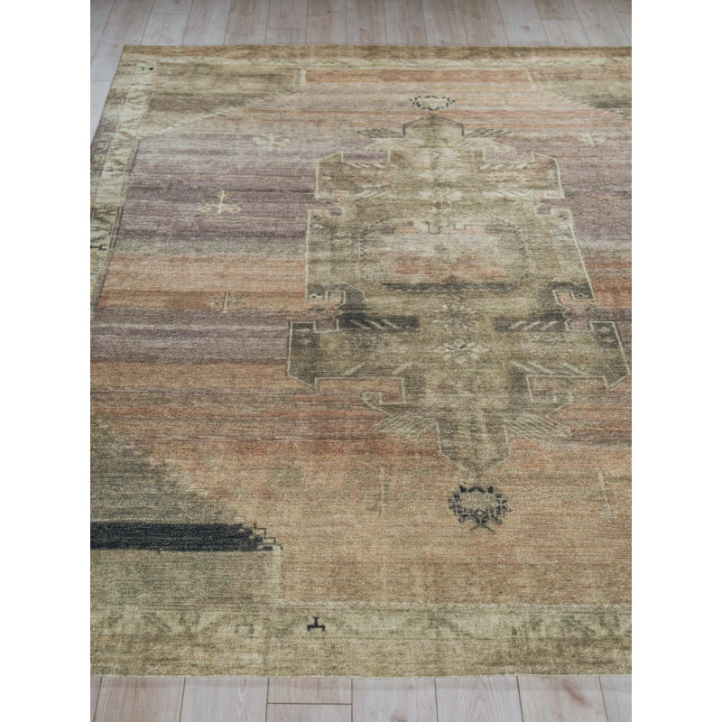 Estate handloomed PET Beige/Purple Area Rug, 10'X14'