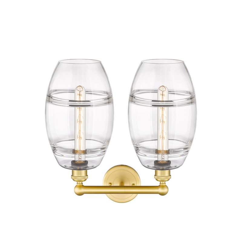 Éclairage pour meuble-lavabo à 2 lumières à intensité variable Kusham, Transparent, Or satiné