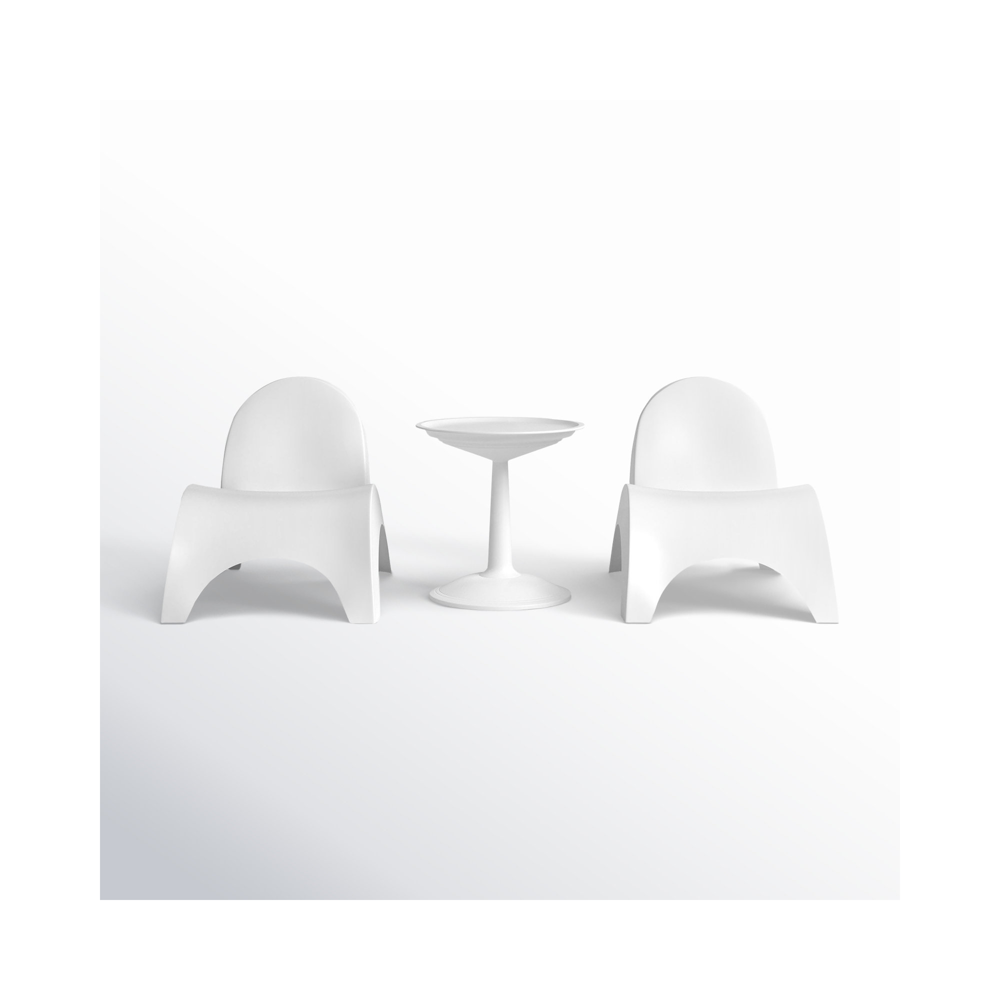 Ameswood Plastic Chaise Lounge Set with Table, White/White