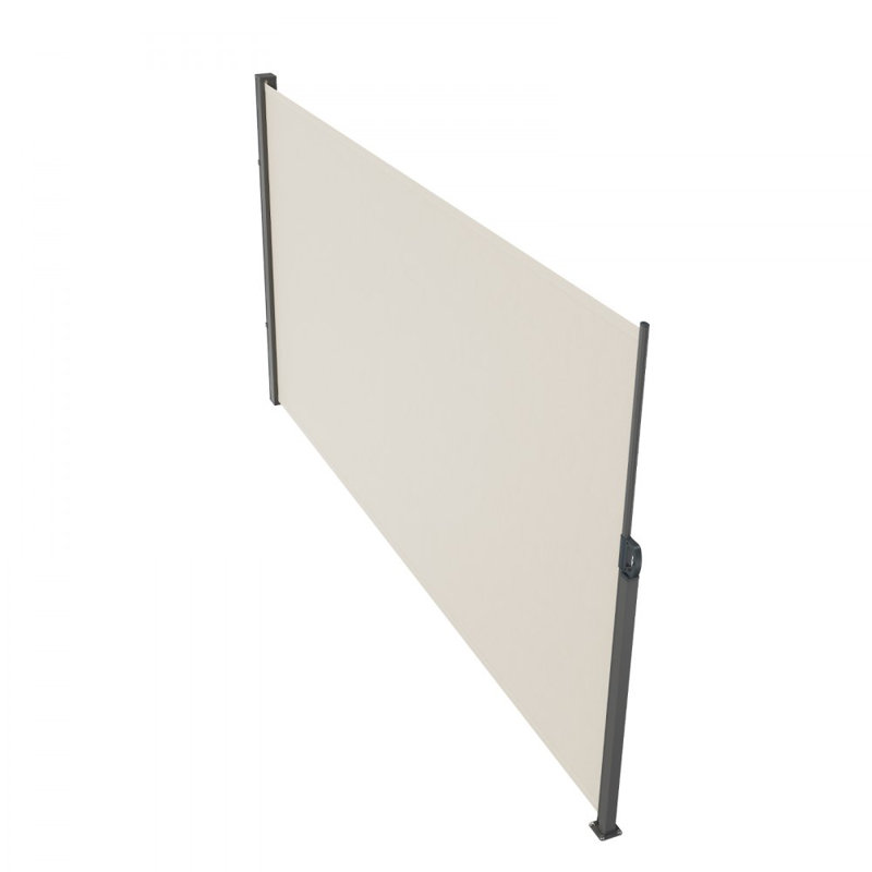 Retractable Side Awning, Outdoor Privacy Screen, 180g Polyester, 11.5" H x 5.9" W x 0.1" D, White