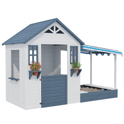 AIUEKES 84.6'' W x 42.7'' D Indoor / Outdoor Wood Playhouse