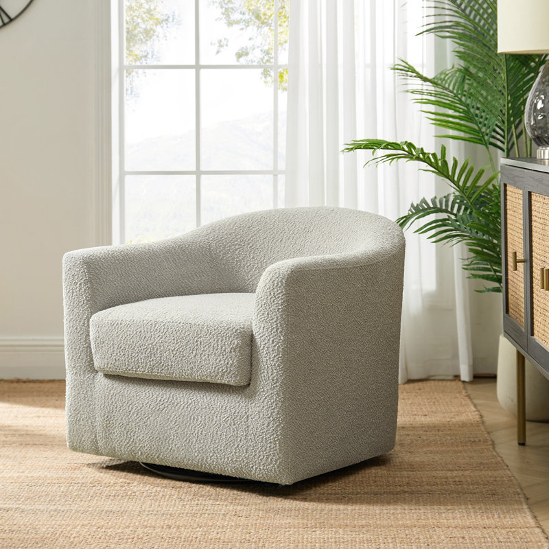 Fauteuil demi-tonneau pivotant rembourré Miluse, Boucle gris