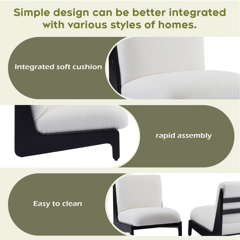 Chaise d'appoint avec structure en bois massif, Blanc, Noir