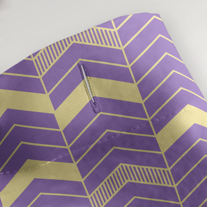 Rideau de douche simple à chevrons, Mauve / Jaune