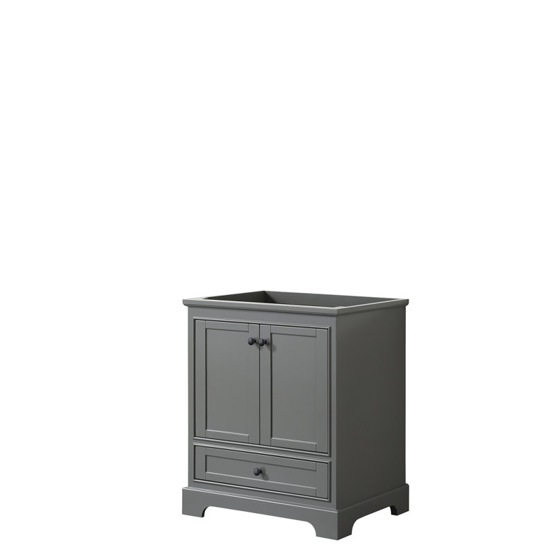 Base de meuble-lavabo simple 29 po Deborah, Gris foncé avec bordure noir mat